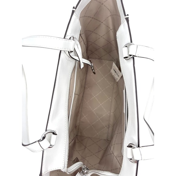 NWT MICHAEL Michael Kors Harrison Large Top Zip Tote in Optic White/ Allum - Picture 10 of 10